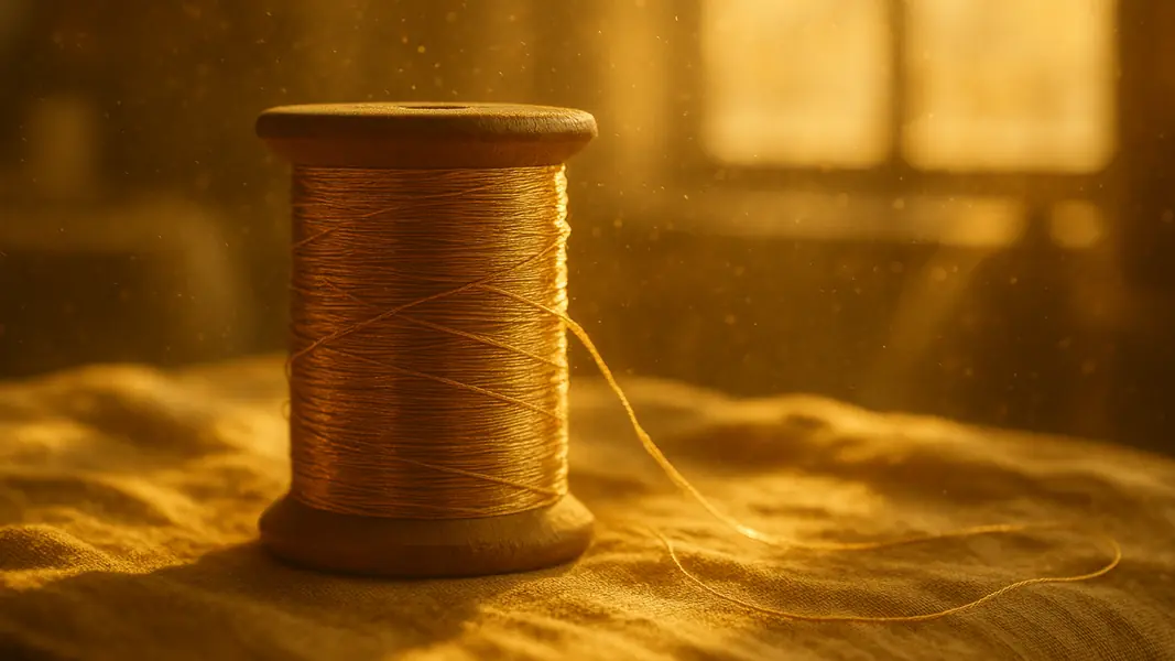 image bobine de fil doré